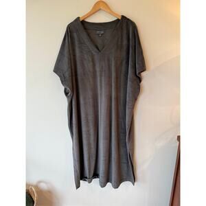 Barefoot Dreams Luxe Chix Knit V-Neck Midi Dress Gray Women's Plus Size 3x